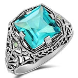 Stunning Aquamarine rings, set in Exquisite ornate sterling silver..your choice $58 each