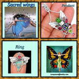 Sacred Wings multi stone butterfly pendant sterling silver