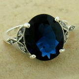 September’s birthstone 3 carat ring blue sapphires in choice of settings in ornate sterling silver ring