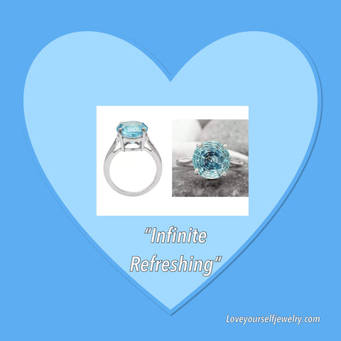 “Infinite Refreshing” 4 carat infinity cut aquamarine set in solid sterling silver