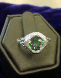 Gorgeous 2 carat color changing rainbow topaz sterling silver filigree ring